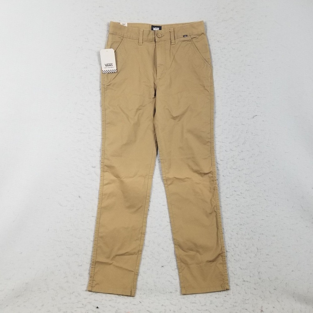 Vans Pants Boys 14 Beige Chino Stretch Twill Casual Flat Front Straight Leg